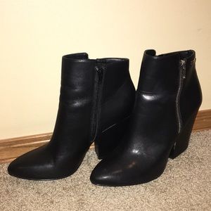 Leather Calvin Klein ankle wedge/heel booties.